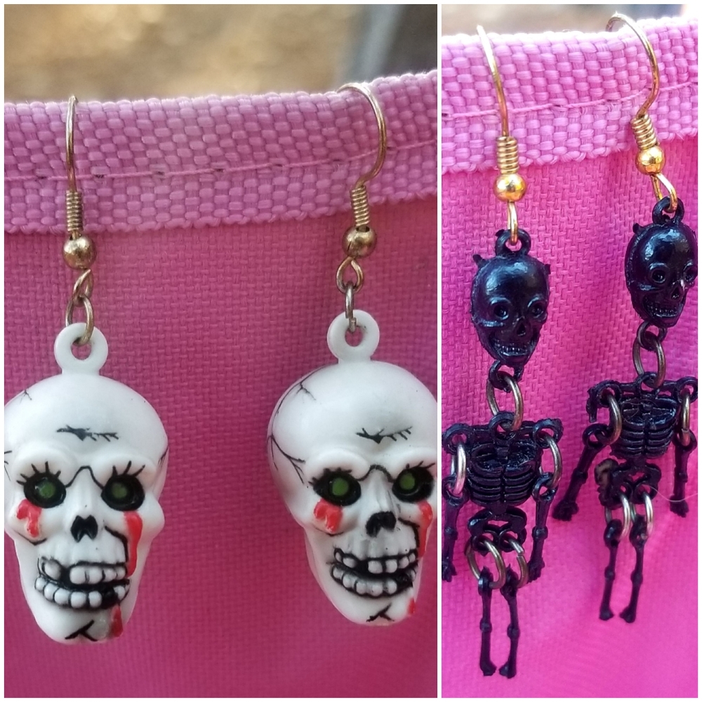 TWO pairs!! Spooky skeletons SOLD